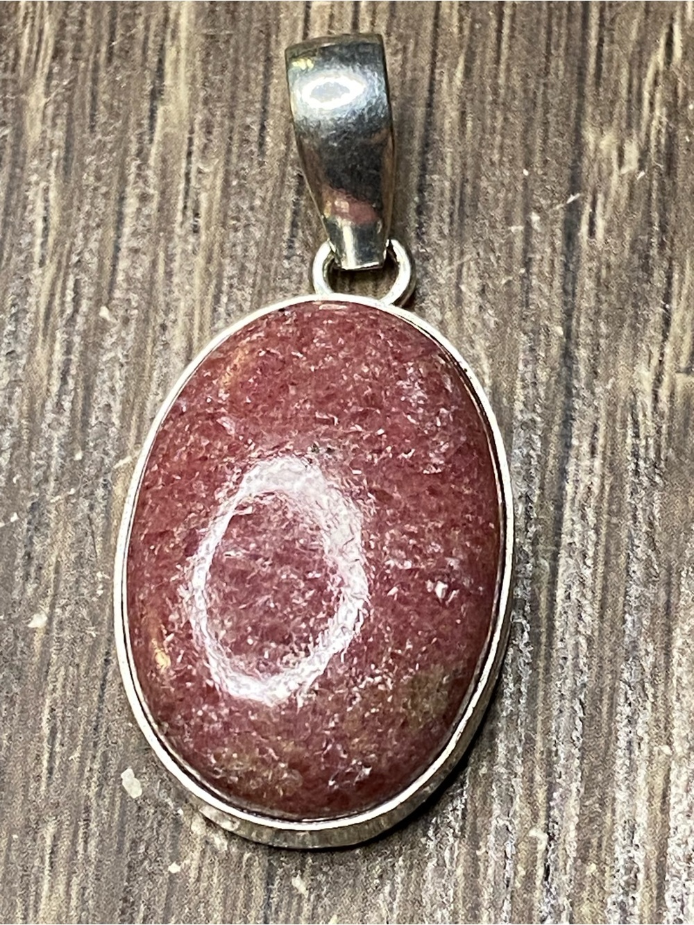 RHODONITE  & Silver Pendant 2”